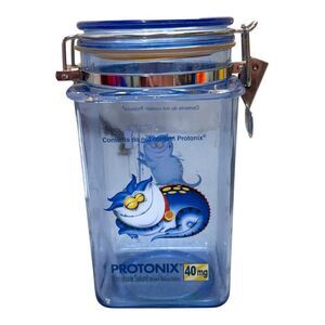 Protonix Promotional 40mg Blue Transparent Storage Jar Cookie Jar Drug Rep Lid